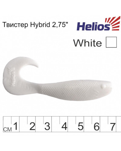 Твистер Helios Hybrid 2,75"/7,0 см, цвет White 7 шт HS-13-001