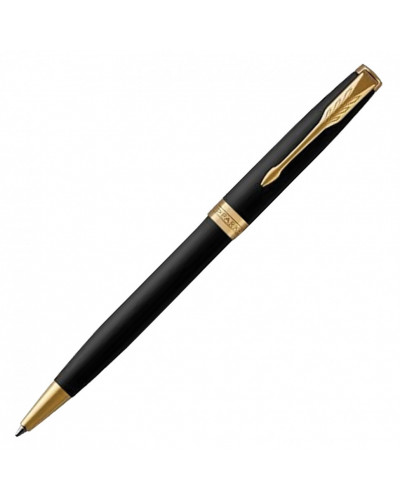 Ручка шариковая Parker "Sonnet Core Matt Black GT", черный матовый лак, позолота, черная, 142359