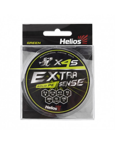 Шнур плетеный Helios Extrasense X4S PE 0.6/10LB 0,14мм 92м Green HS-ES-X4S-0.6/10LB