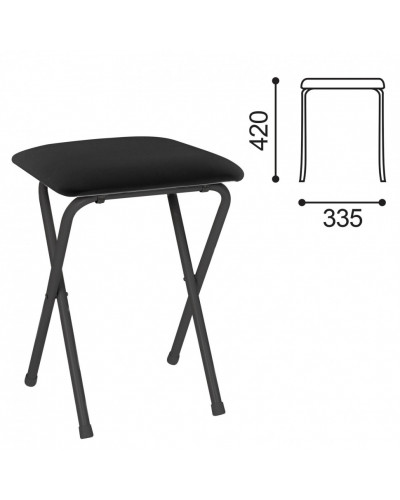 Табурет складной РС01-02, черный каркас, кожзам черный, РС01.00.01-02-2, 531651