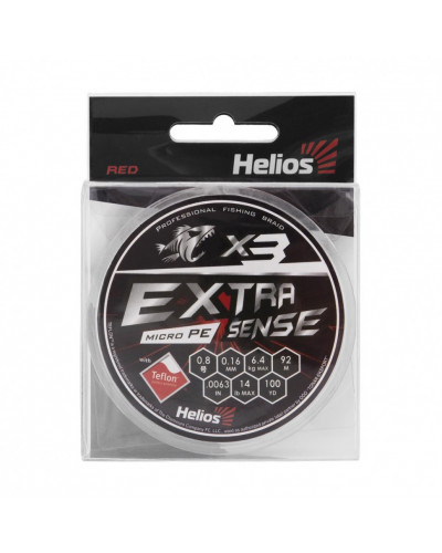 Шнур плетеный Helios Extrasense X3 PE 0.8/14LB 0,16мм 92м Red HS-ES-X3-0.8/14LB