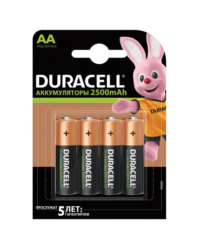 Батарейки аккумуляторные Duracell HR06 (АА) Ni-Mh 2500 mAh 4 шт 81472345 (453567)