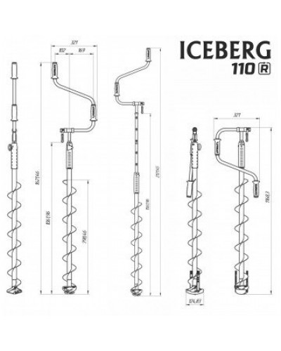 Ледобур Iceberg Siberia 110R-1600 v3.0 (диаметр 110 мм) двуручный, правый, полукруглые ножи