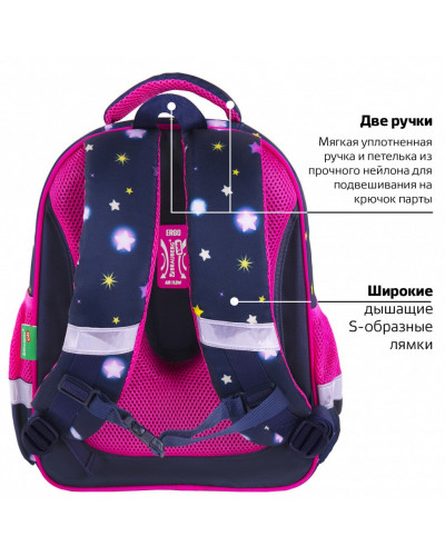 Ранец Brauberg Kids Standard, 2 отделения, Moon girl, 36х28х14 см, 271387