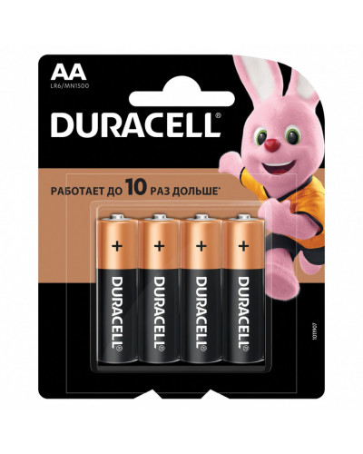 Батарейки алкалиновые Duracell Basic LR06 (АА) 4 шт MN1500ААLR6