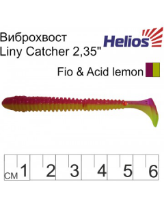 Виброхвост Helios Liny Catcher 2,35"/6 см, цвет Fio & Acid lemon 12 шт HS-5-027