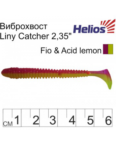 Виброхвост Helios Liny Catcher 2,35"/6 см, цвет Fio & Acid lemon 12 шт HS-5-027