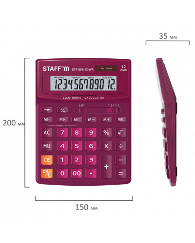 Калькулятор настольный Staff STF-888-12-WR 12 разрядов 250454