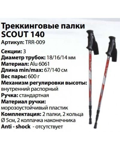 Палки треккинговые алюм. Tramp Scout 67-140 TRR-009 под рост 100-205 см