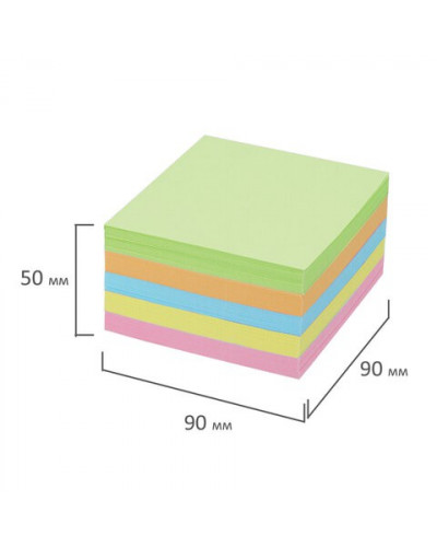 Блок для записей в подставке Brauberg куб 9х9х5 см, цветной 122226