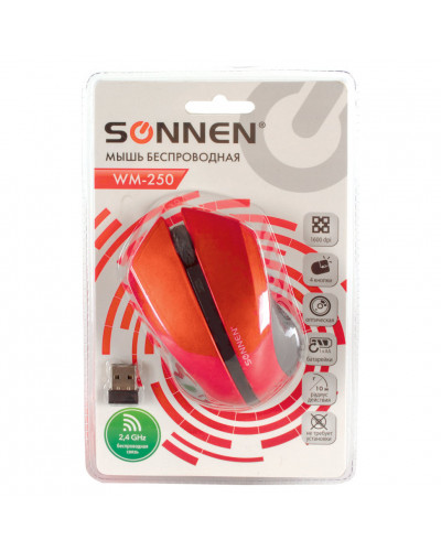 Мышь беспроводная оптическая USB Sonnen WM-250R (512643)