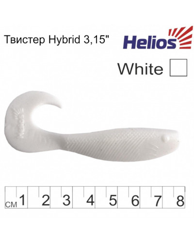 Твистер Helios Hybrid 3,15"/8,0 см, цвет White 7 шт HS-14-001