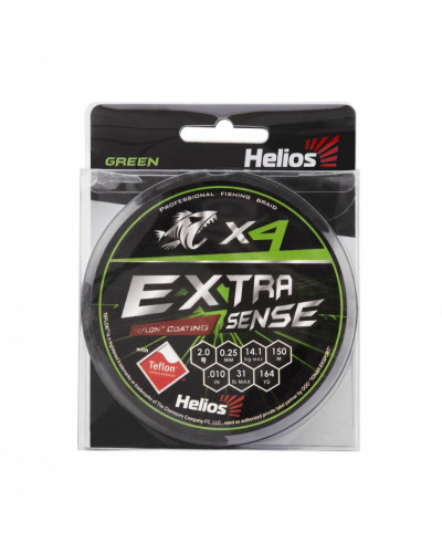 Шнур плетеный Helios Extrasense X4 PE 2/31LB 0,25мм 150м Green HS-ES-X4-2/31LB