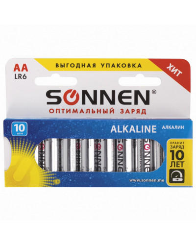 Батарейки алкалиновые Sonnen Alkaline LR6 (АА) 10 шт 451086