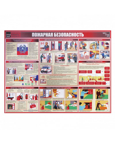 Доска-стенд информационная Пожарная безопасность 910х700 мм пластик 291019
