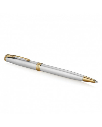 Ручка шариковая Parker "Sonnet Core Stainless Steel GT", корпус серебро, позолота, черная, 142363