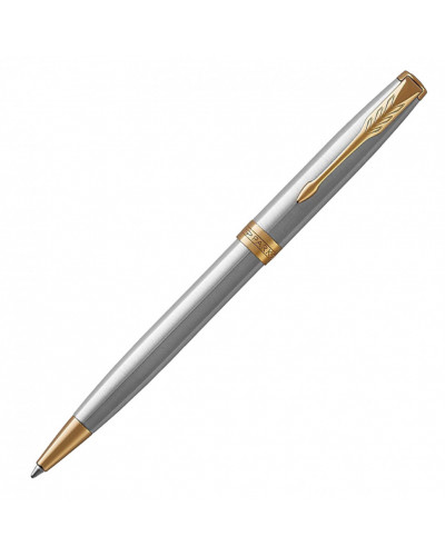 Ручка шариковая Parker "Sonnet Core Stainless Steel GT", корпус серебро, позолота, черная, 142363