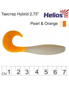 Твистер Helios Hybrid 2,75"/7,0 см, цвет Pearl & Orange 7 шт HS-13-019
