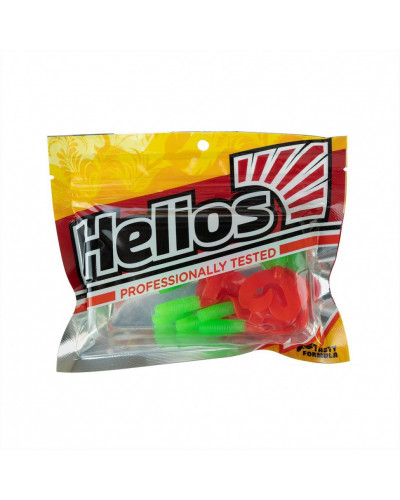 Твистер Helios Credo Double Tail 2,95"/7,5 см, цвет Lime & Red 7 шт HS-12-021