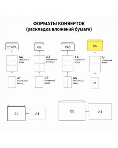 Конверты почтовые С5 крафт, клей, треугольный клапан, 50 шт