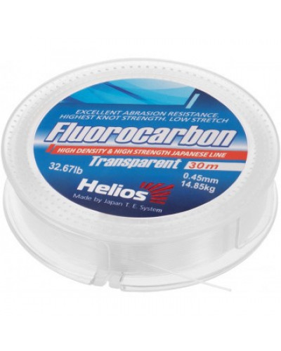 Леска флюорокарбон Helios Fluorocarbon 0,45мм 30м Transparent HS-FCT 45/30