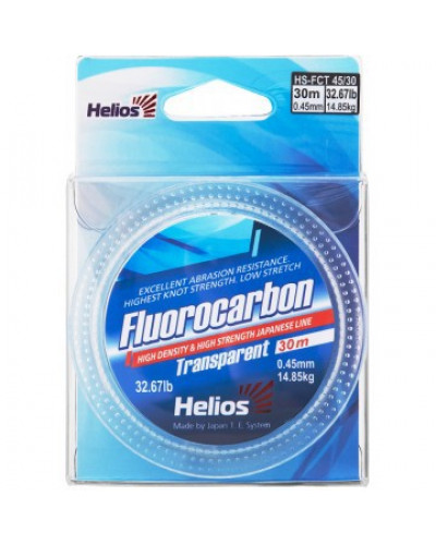 Леска флюорокарбон Helios Fluorocarbon 0,45мм 30м Transparent HS-FCT 45/30