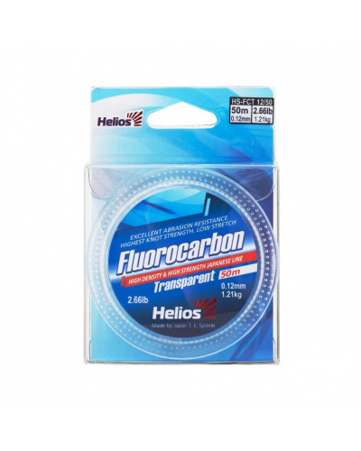 Леска флюорокарбон Helios Fluorocarbon 0,12мм 50м Transparent HS-FCT 12/50