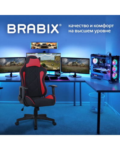 Кресло компьютерное Brabix GT Racer GM-101 ткань, черно-красное 531820