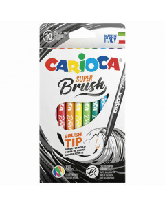 Фломастеры смываемые с наконечником-кистью Carioca Super Brush 10 цветов 42937