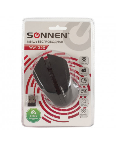 Мышь беспроводная оптическая USB Sonnen WM-250Bk (512642)