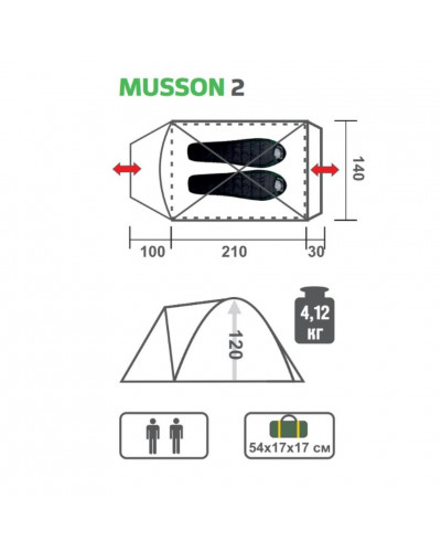 Палатка Helios Musson-2 (HS-2366-2 GO)