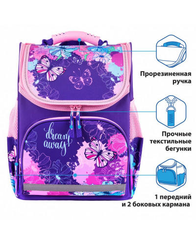 Ранец Пифагор Basic, Butterflies, 35х28х18 см, 270683