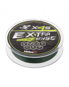 Шнур плетеный Helios Extrasense X4S PE 2.5/38LB 0,28мм 92м Green HS-ES-X4S-2.5/38LB