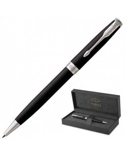 Ручка шариковая Parker "Sonnet Core Matt Black CT", черный матовый лак, палладий, черная, 142355