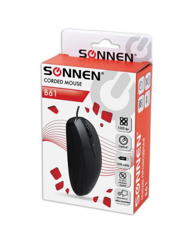 Мышь проводная оптическая USB Sonnen B61 (513513)