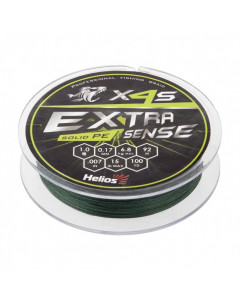 Шнур плетеный Helios Extrasense X4S PE 1/15LB 0,17мм 92м Green HS-ES-X4S-1/15LB