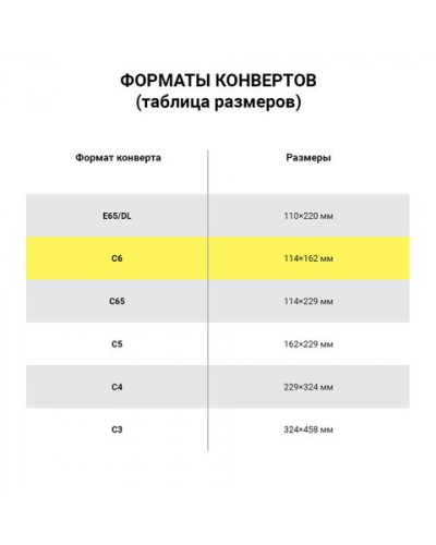 Конверты почтовые С6 отрывная лента, внутренняя запечатка, 100 шт