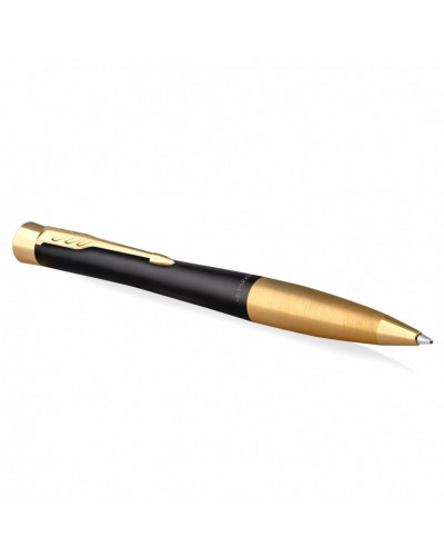 Ручка шариковая Parker "Urban Twist Black GT", черный, позолоченные детали, синяя, 143930