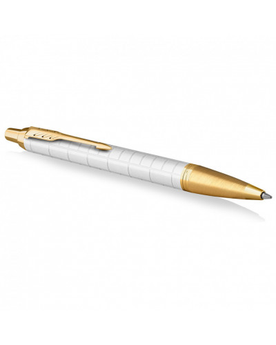 Ручка шариковая Parker "IM Premium Pearl GT", жемчужный лак, позолота, синяя, 143854