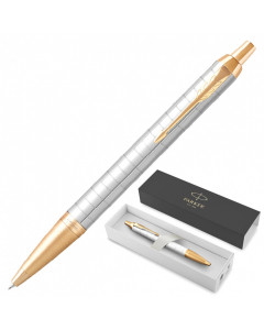 Ручка шариковая Parker "IM Premium Pearl GT", жемчужный лак, позолота, синяя, 143854