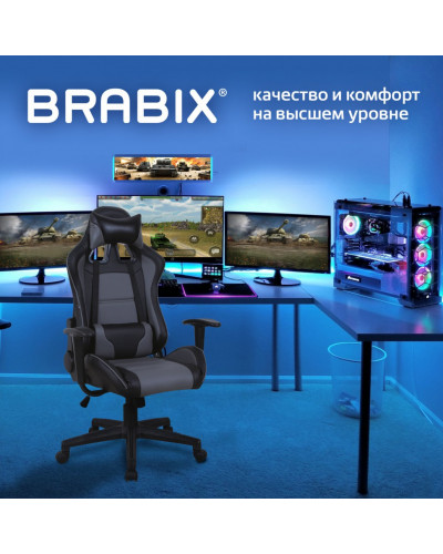 Кресло компьютерное Brabix GT Racer GM-100 экокожа, черно-серое 531926