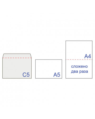 Конверты почтовые С5 правое окно, отрывная полоса, 1000 шт