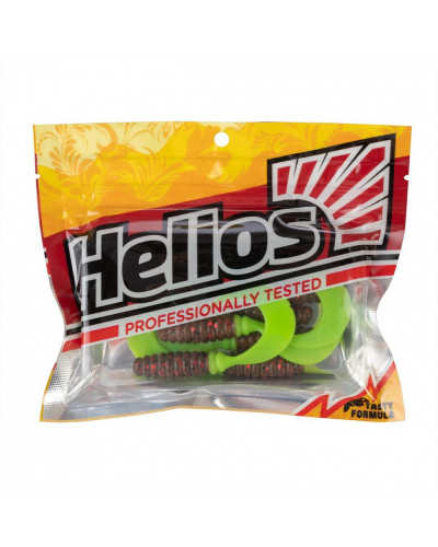 Твистер Helios Credo 2,35"/6,0 см, цвет Rusty Gold & Lime 7 шт HS-10-017