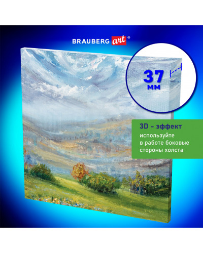 Холст 3D на подрамнике Brauberg Art Classic 60х60 см 440 г/м2 грунт 100% хлопок мелкое зерно, 191666