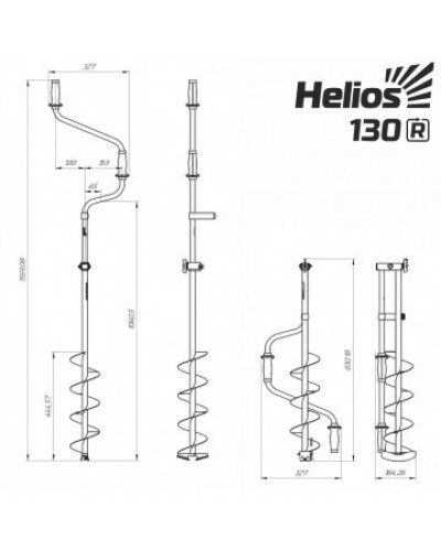 Ледобур Helios HS-130DR (диаметр 130 мм) правый, прямые ножи LH-130RD