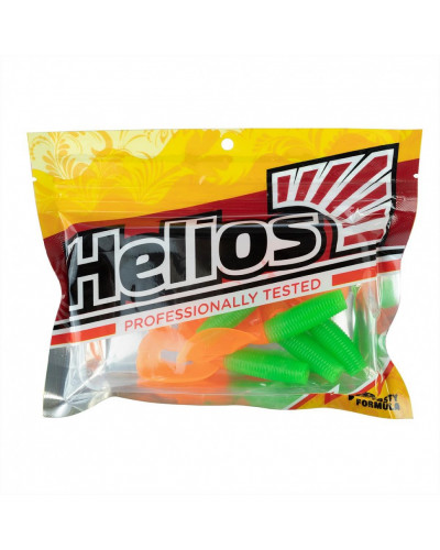 Твистер Helios Credo Double Tail 2,95"/7,5 см, цвет Lime & Orange 7 шт HS-12-020