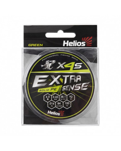 Шнур плетеный Helios Extrasense X4S PE 6/84LB 0,43мм 92м Green HS-ES-X4S-6/84LB