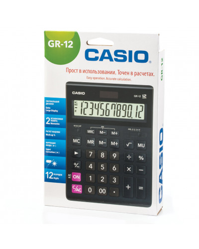 Калькулятор настольный Casio GR-12-W-EP 12 разрядов 250380