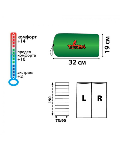 Спальный мешок Totem Woodcock олива, R TTS-001