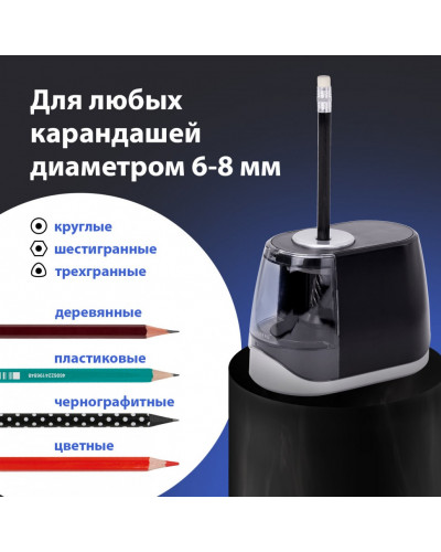 Точилка электрическая Brauberg ONE фреза с автостопом 4 батарейки AA/USB под адаптер 270577